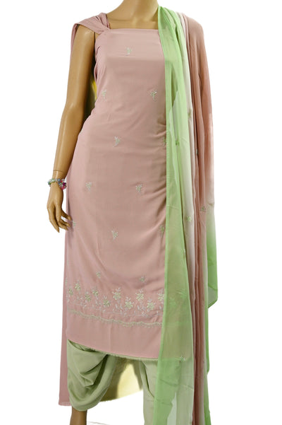 Pastel pink & mint green Unstitched Embroidered Suit