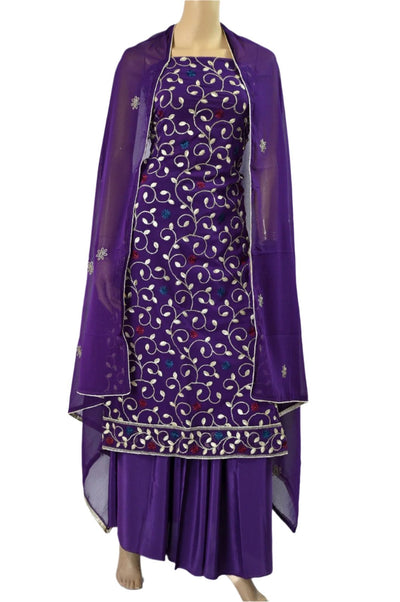 Purple Unstitched Embroidered Suit