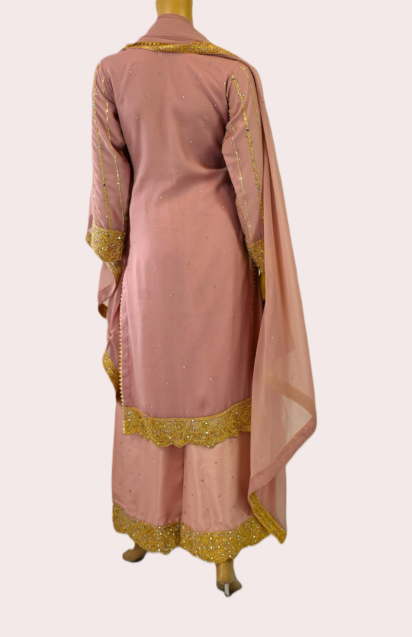 Palazzo Straight cut wide leg Salwar kameez suit | chiffon | light pink