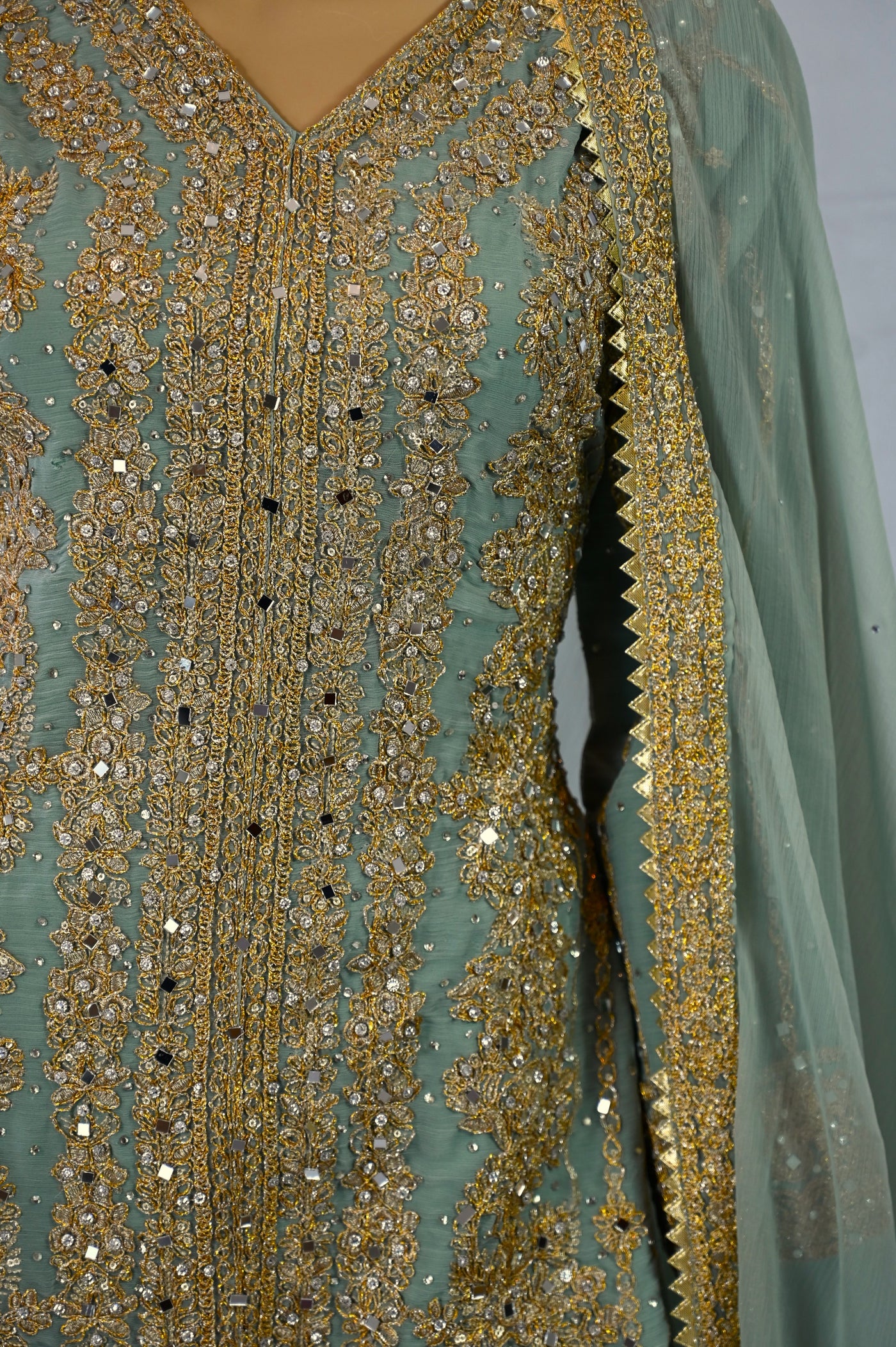 Palazzo Straight cut wide leg Salwar kameez suit | chiffon | light green