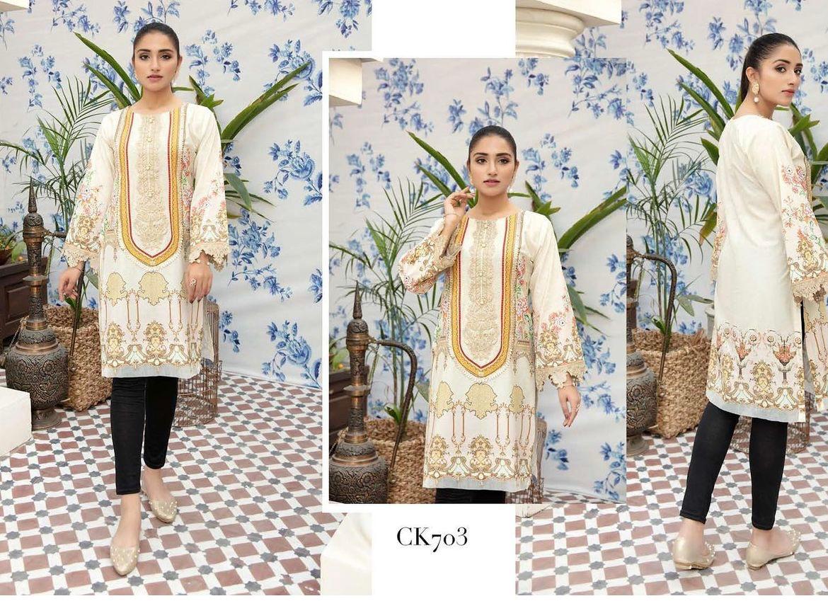 Ready to Wear Kurta Embroidered Casual cream Tops Kaftan style