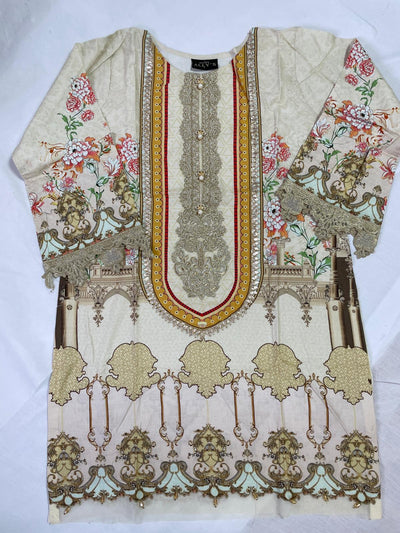 Ready to Wear Kurta Embroidered Casual cream Tops Kaftan style