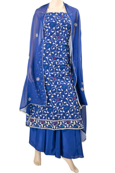 Blue Unstitched Embroidered Suit