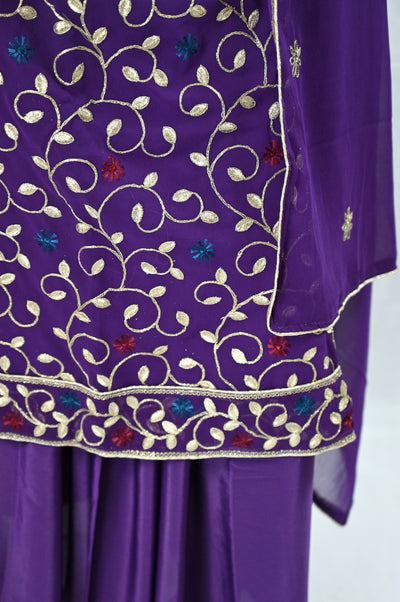 Purple Unstitched Embroidered Suit