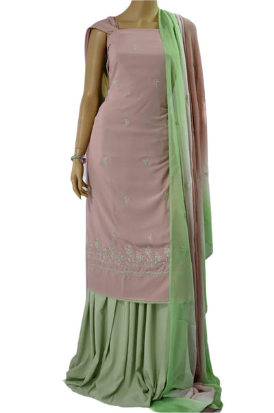 Pastel pink & mint green Unstitched Embroidered Suit