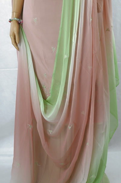 Pastel pink & mint green Unstitched Embroidered Suit
