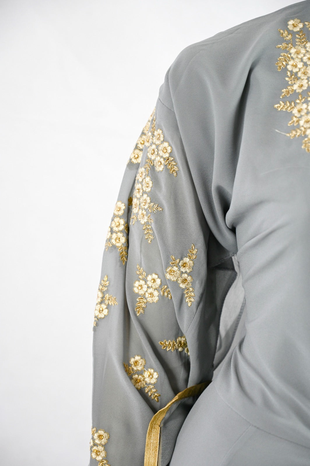 Semi Stitched Embroidered grey Anarkali dress