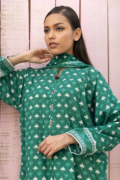 Khaadi-Lawn-suit-in-deep-green