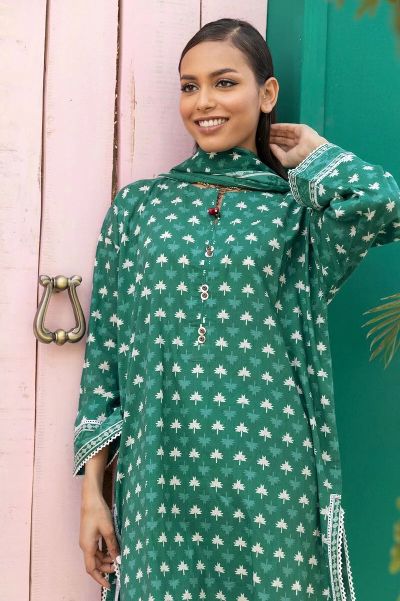 Khaadi-Lawn-suit-in-deep-green