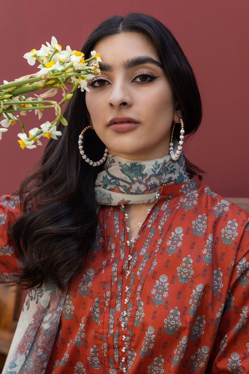 Khaadi-printed-lawn-suit-rust-2024-collection