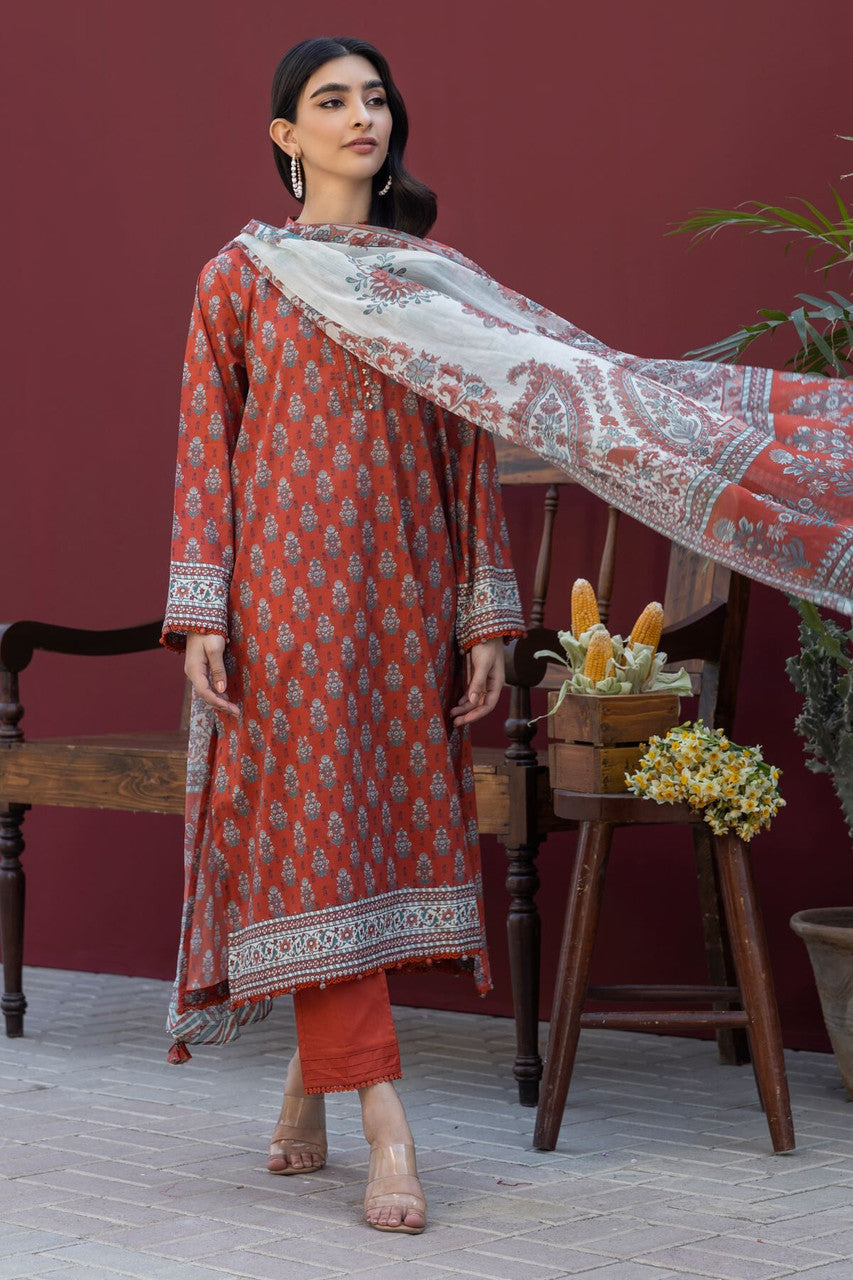Khaadi-printed-lawn-suit-rust-2024-collection