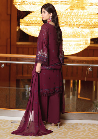 Unstitched Resham Luxury Karandi - 3PC Suit - Maroon