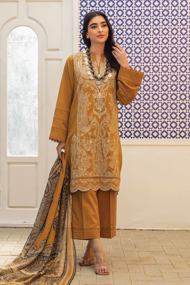 Khaadi-Lawn-suit-in-mustard