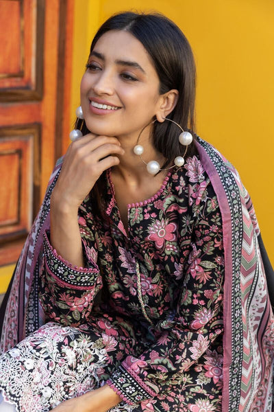 Khaadi original Lawn | Embroidered 3 Piece unstitched suit | Black