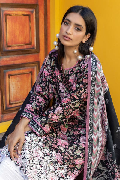 Khaadi original Lawn | Embroidered 3 Piece unstitched suit | Black