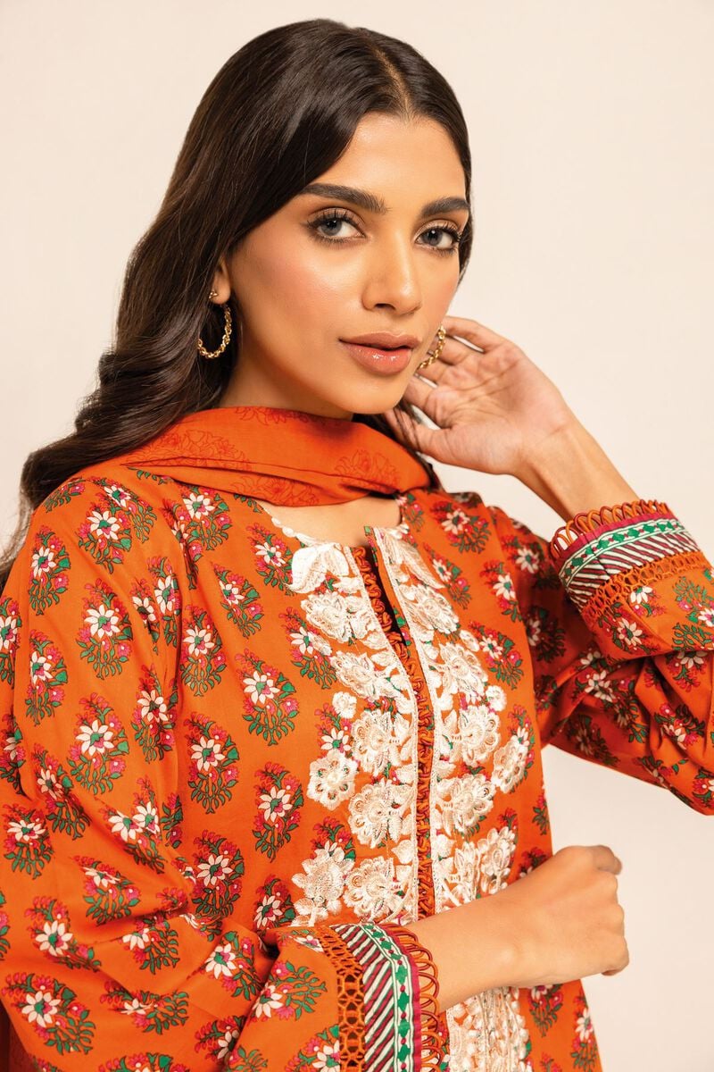 Khaadi-Lawn-suit-in-orange