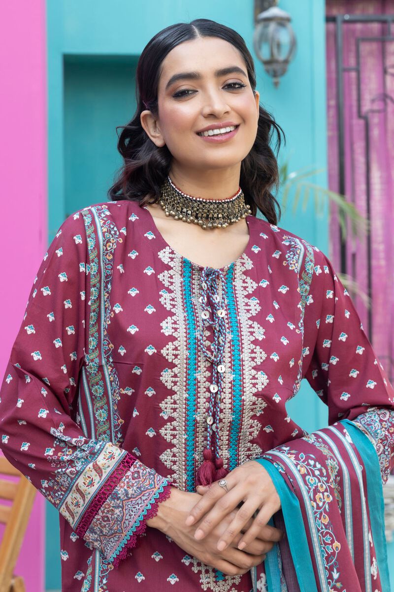 Khaadi-Lawn-suit-in-deep-pink