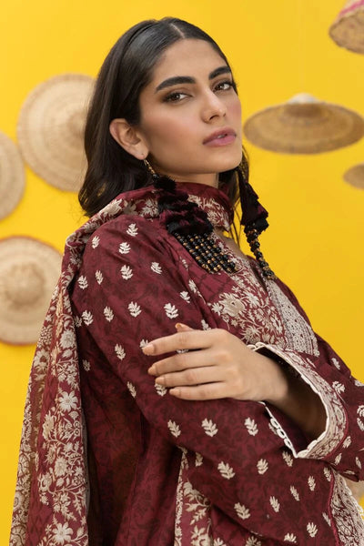 Khaadi-Lawn-suit-in-maroon