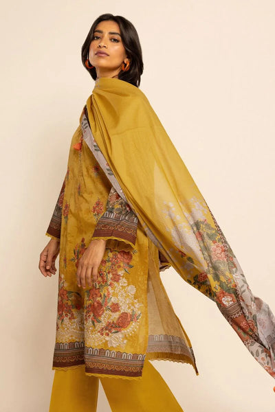 Khaadi original Messuri | Embroidered 3 Piece unstitched suit |Yellow