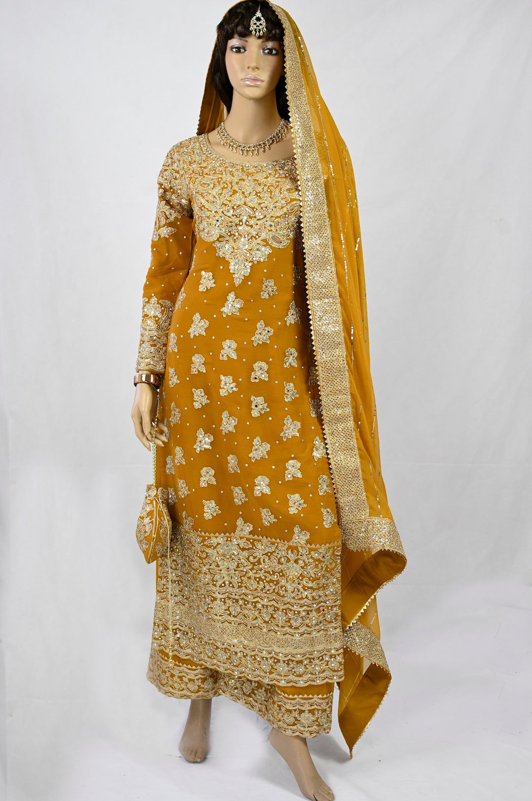 ready to wear mehndi suits mustard gold dori work embroidery – ANRAZ