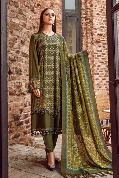 Maria-b-mprints-olive-linen-suit-mpt-1608-a
