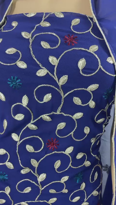 Blue Unstitched Embroidered Suit