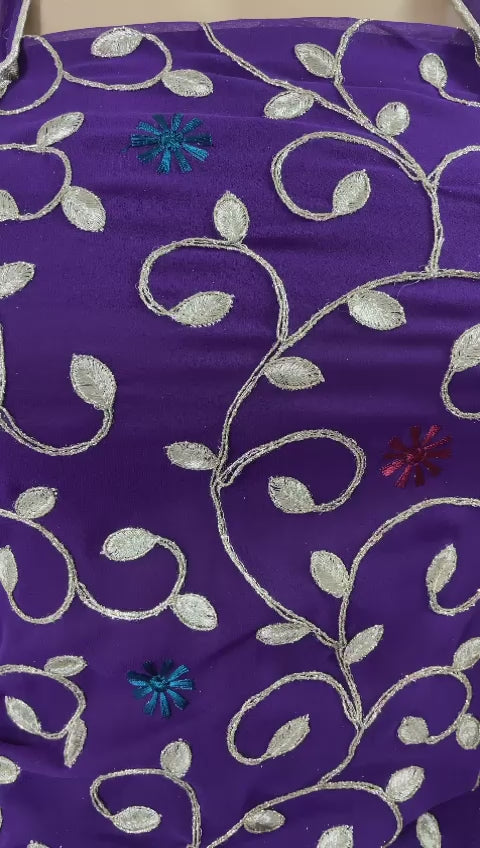 Purple Unstitched Embroidered Suit