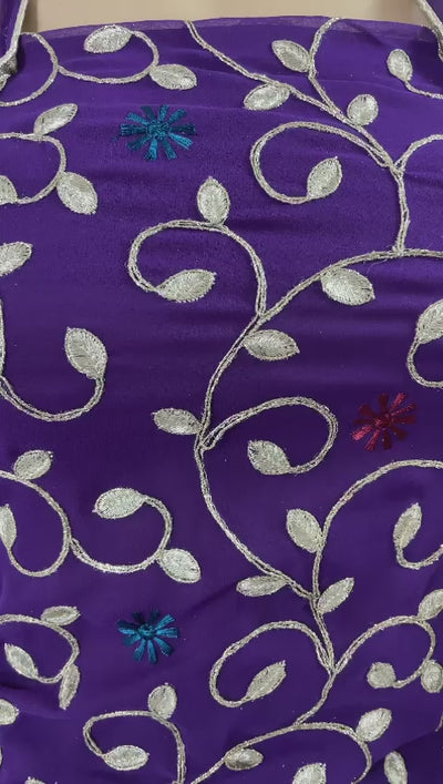 Purple Unstitched Embroidered Suit