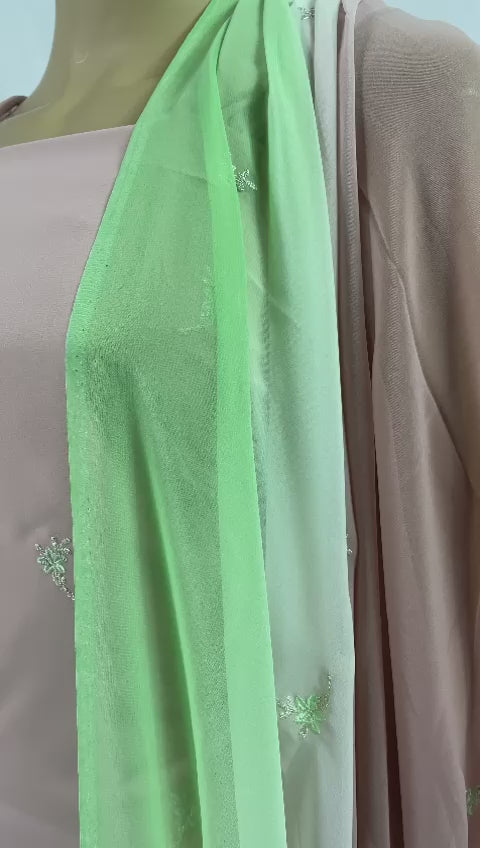 Pastel pink & mint green Unstitched Embroidered Suit
