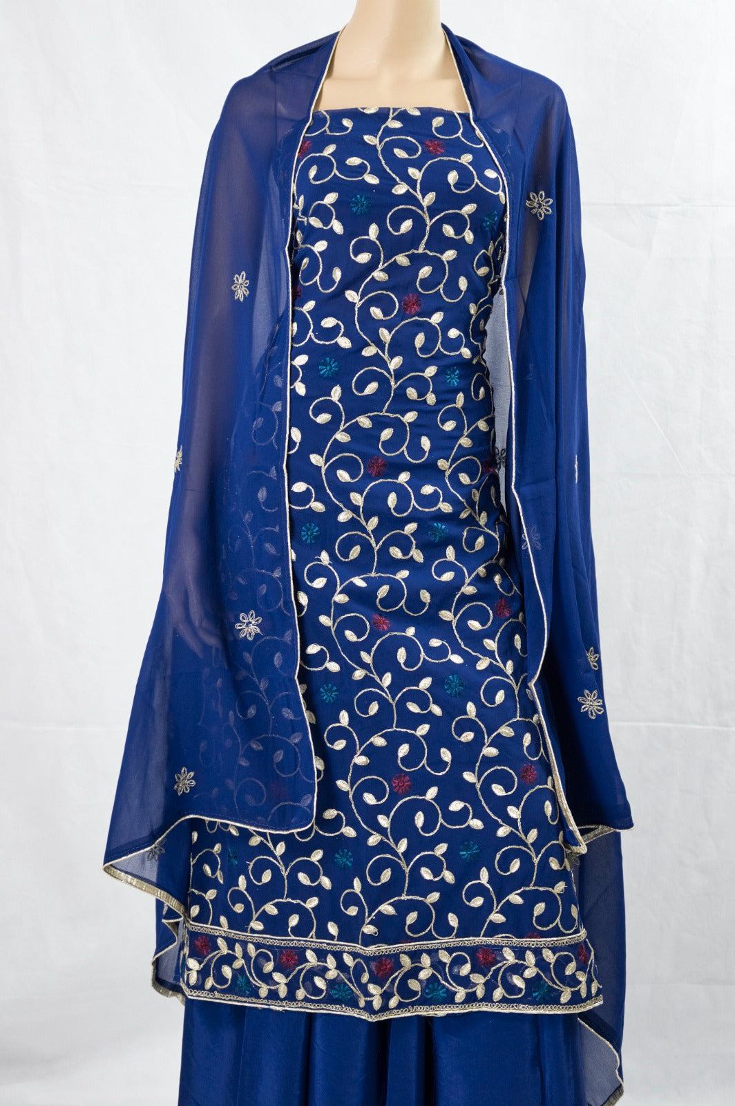 Blue Unstitched Embroidered Suit