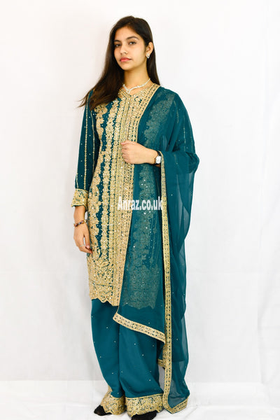 kameez-with-trousers-teal-front-look