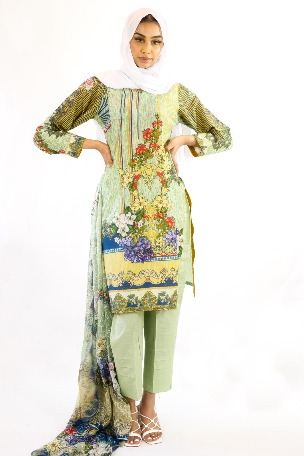 Designer-Casual-wear-Readymade-Green-Salwar-Kameez