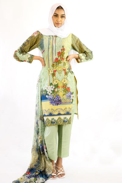 Designer-Casual-wear-Readymade-Green-Salwar-Kameez