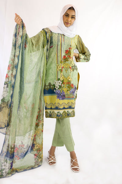 Designer-Casual-wear-Readymade-Green-Salwar-Kameez