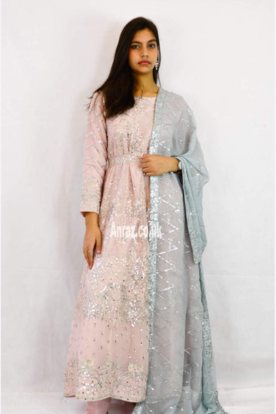 Baby Pink | Chiffon | Anarkali long Maxi dress
