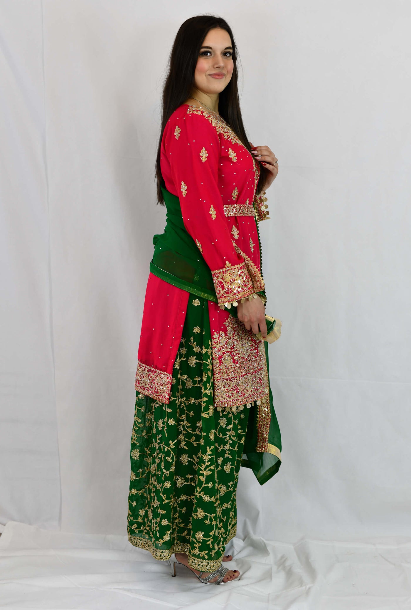 mehndi-suit-pink-top-with-green-sharara-sideview