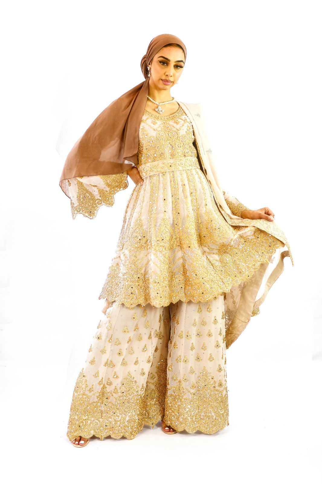 tailed-back-peplum-sharara-suit-beige