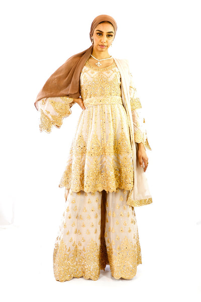 tailed-back-peplum-sharara-suit-beige